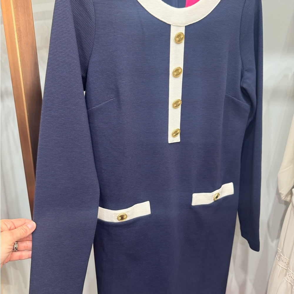 Lilly Pulitzer Navy Dress with Gold and White Accents